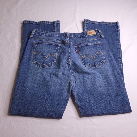 Levi's 515 Bootcut Jeans Size 12 Mid Rise Medium Wash Stretch Embellished Womens - Picture 2 of 9